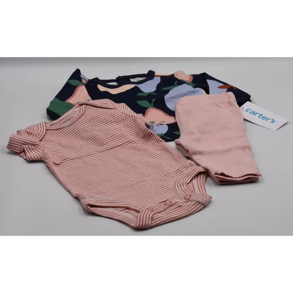 Carter's 3-Piece Baby Outfit - Tunic/Undershirt/Pants - Navy Pear New Born